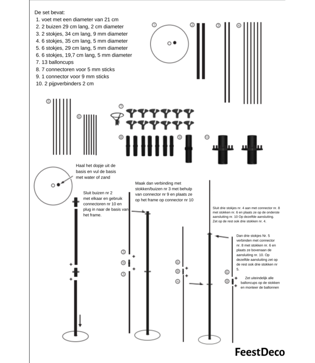 Ballonnenstandaard vloer 13 ballonnen | 130 cm