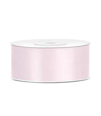 PartyDeco Satijnen lint licht poederroze | 25mm x 25 m