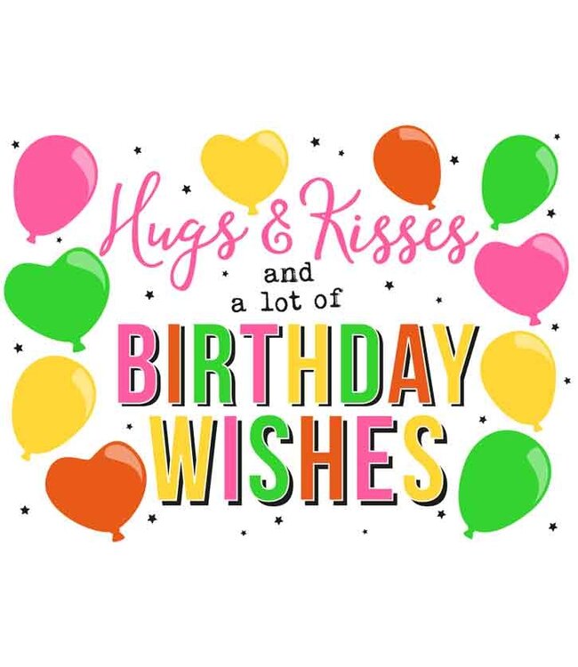Artige Wenskaart | Hugs & Kisses and a lot of birthday wishes