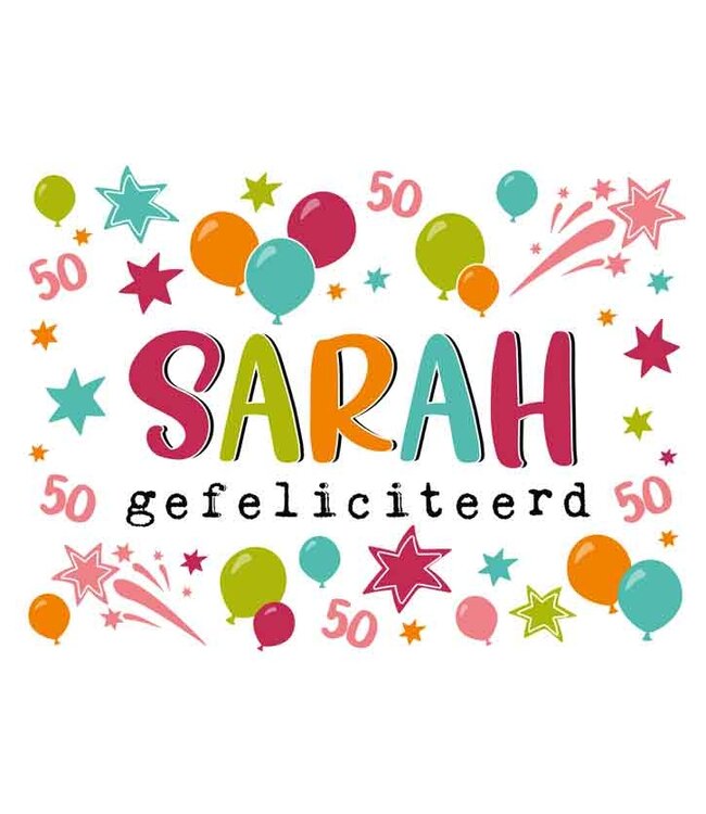 Artige Wenskaart | Sarah Gefeliciteerd