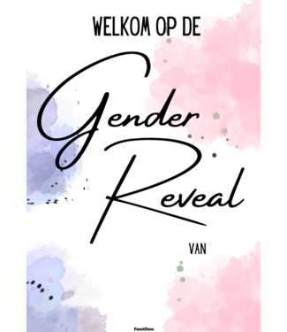 Feestdeco kaarten Gender Reveal welkomsbord XXL | 42 x 60 cm