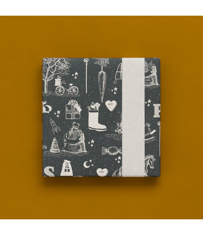 Cadeaupapier Sinterklaas - Vintage Donker Blauw - 70 cm x 3 m