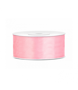 PartyDeco Satijnen lint lichtroze | 25mm x 25 m