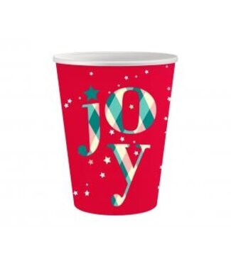 GoDan OUTLET Kerst Papieren bekers - Joy met sterretjes - Rood - 6 stuks