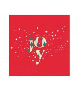GoDan Kerst servetten - Joy met sterretjes - Rood - 20 stuks