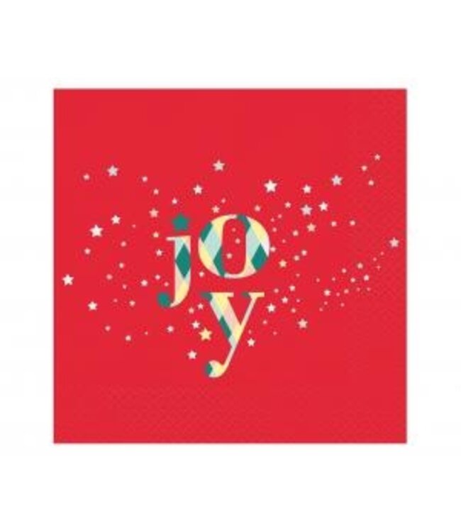 GoDan Kerst servetten - Joy met sterretjes - Rood - 20 stuks