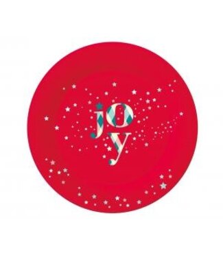 GoDan Kerst bordjes - Joy met sterretjes - Rood - 6 stuks