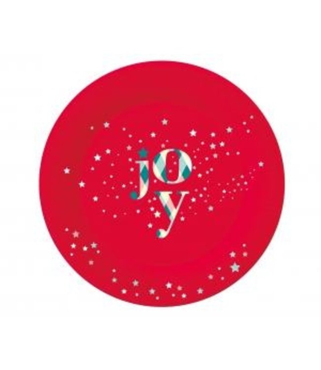 GoDan Kerst bordjes - Joy met sterretjes - Rood - 6 stuks