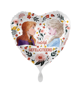 Everloon Folieballon Frozen prinsessen Hartelijk gefeliciteerd | 43 cm