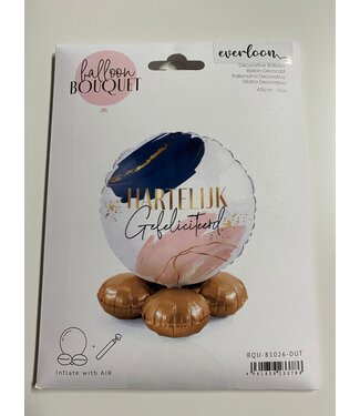 Everloon Ballonnenbouqet Hartelijk Gefeliciteerd | Navy Chique | 43 cm