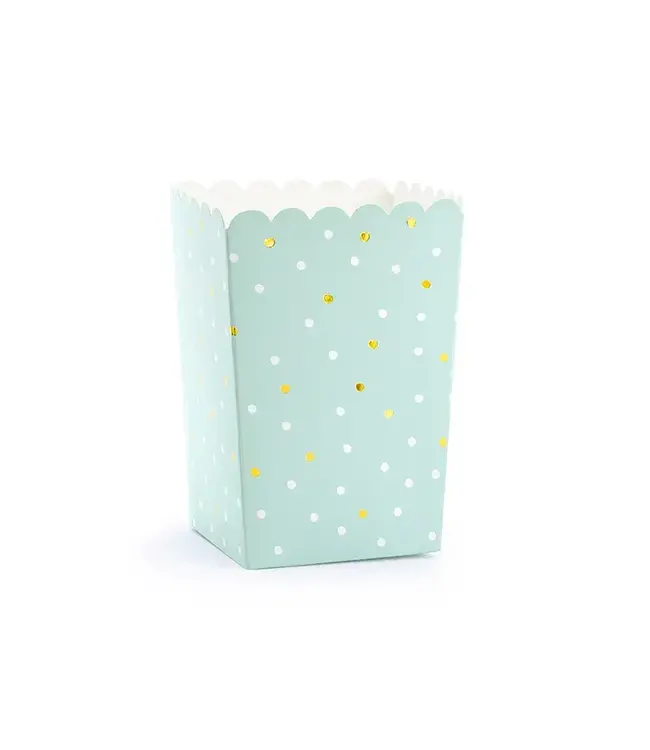 Popcorn bakjes | mint kleur | stipjes | 6 stuks