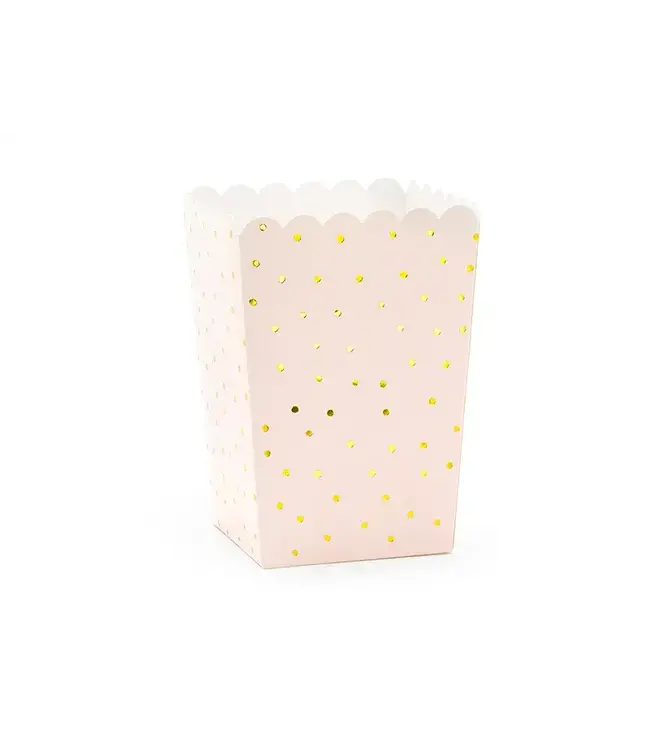Popcorn bakjes | licht roze | stipjes | 6 stuks