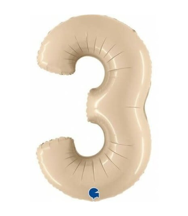 Grabo Cijferballon 3 | Nude / Cream | 100 cm = 40"