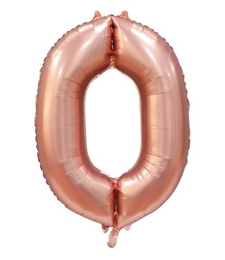 Globos Cijferballon 0 | Rosegoud satijn | 86cm