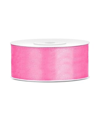 PartyDeco Satijnen lint roze | 25mm x 25m