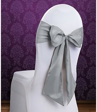 PartyDeco OUTLET Grijze stoelstrikken | 0,15 x 2,75 m | 10 stuks