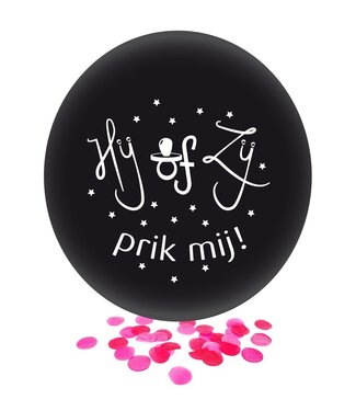 Hij of zij? Prik mij | Reuzeballon 60 cm | ROZE