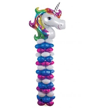 PartyXplosion Ballonpilaar kit Unicorn | Incl. 16 folieballonnen | 175 cm