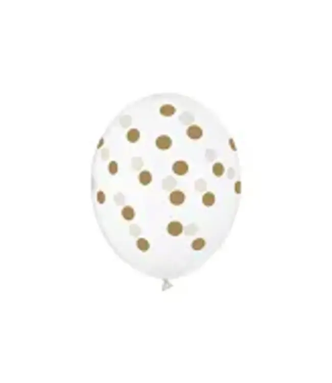 PartyDeco Ballonnen met gouden stipjes | 6 stuks