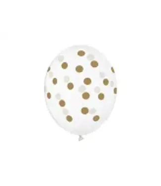 PartyDeco OUTLET Ballonnen met gouden stipjes | 50 stuks