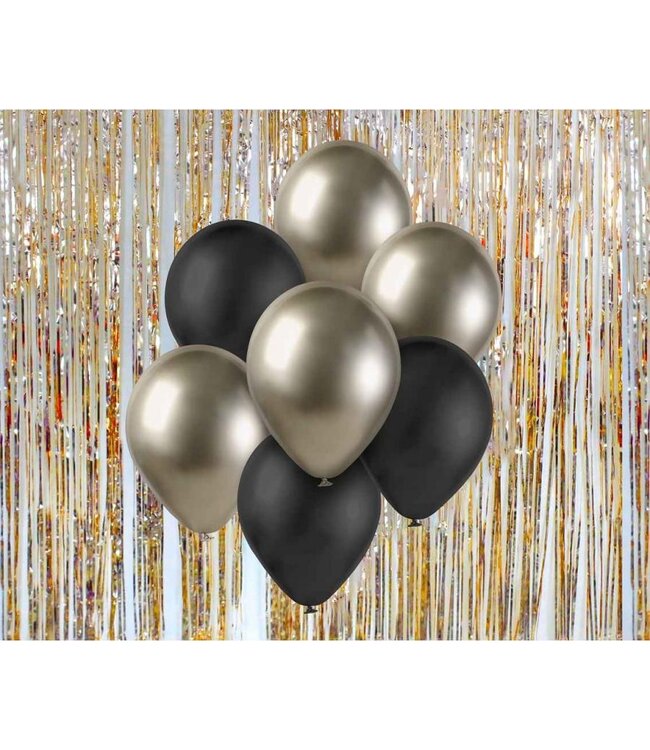 Ballonnenmix zwart-goud | 7 ballonnen