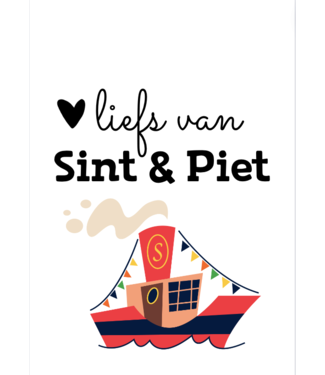 Feestdeco kaarten OUTLET Kaart Liefs van Sint & Piet | Stoomboot