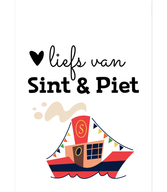 Feestdeco kaarten OUTLET Kaart Liefs van Sint & Piet | Stoomboot