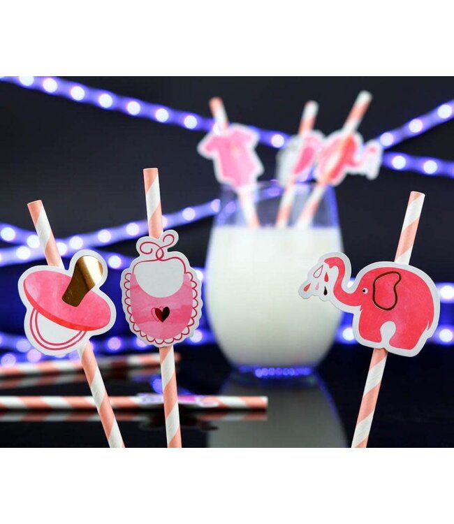 Rietjes babygirl roze | 8 stuks