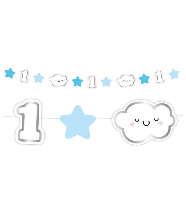 Slinger 1 jaar blauw & zilver | 120 cm