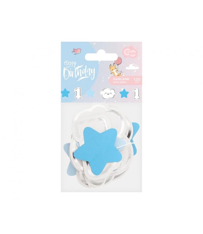 Slinger 1 jaar blauw & zilver | 120 cm