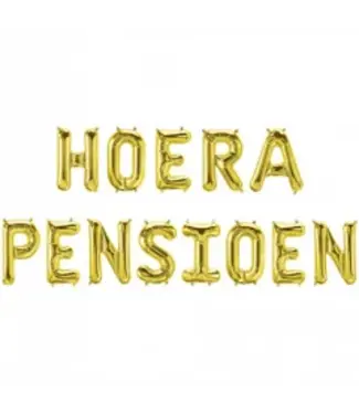 Folieballon set Hoera Pensioen | Goud | 190cm