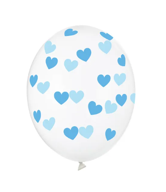 PartyDeco Ballonnen met blauwe hartjes | 6 stuks