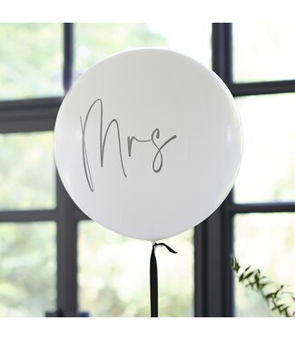 Ginger Ray Reuzeballon MRS met lint | Zwart Wit | 1 meter