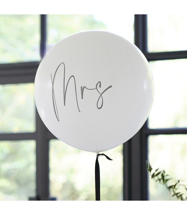 OUTLET Reuzeballon MRS met lint | Zwart Wit | 1 meter