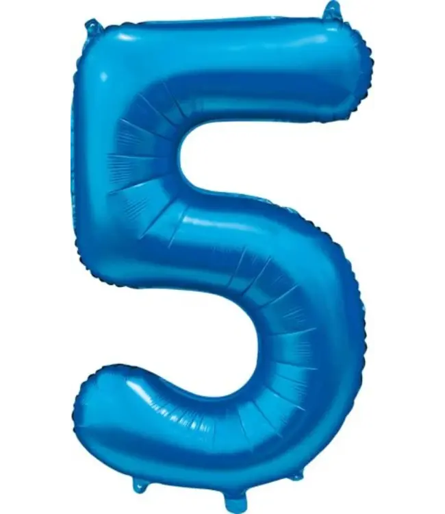 Globos Cijferballon 5 | Satijn blauw | 86cm