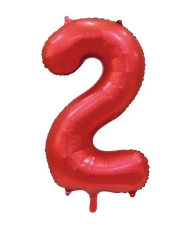 Globos Cijferballon 2 | Rood satijn | 86cm
