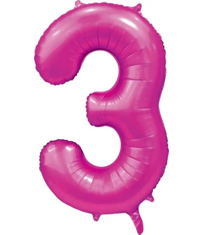 Globos Cijferballon 3 | Satijn roze | 86 cm