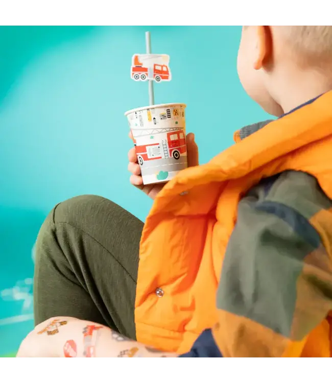 Papieren rietjes voertuigen | 6 stuks | 19,5 cm