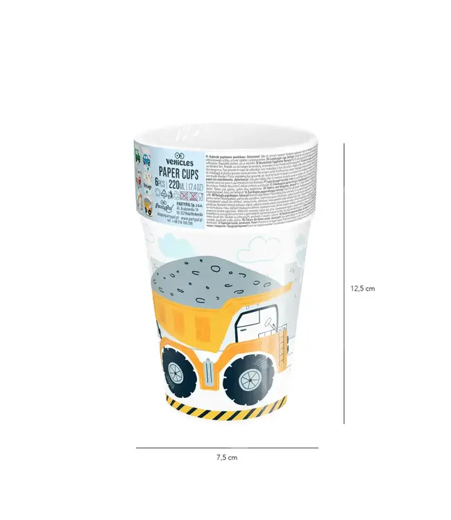 Papieren bekertjes voertuigen | 6 stuks | 220 ml