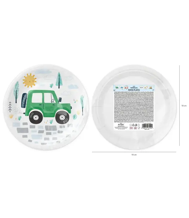 Papieren bordjes voertuigen | 6 prints | 18 cm