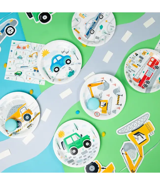 Papieren bordjes voertuigen | 6 prints | 18 cm