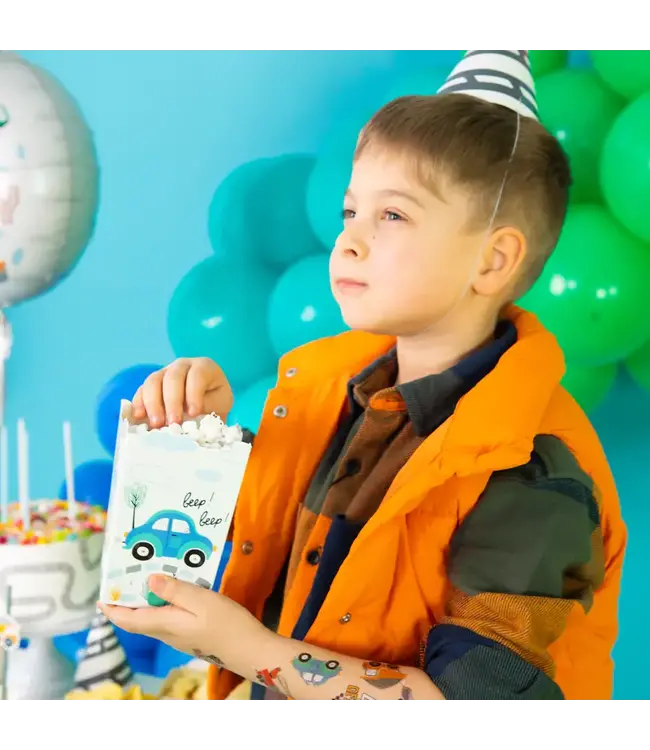 Popcorndoosjes voertuigen | 6 stuks | 8,5x12,5 cm