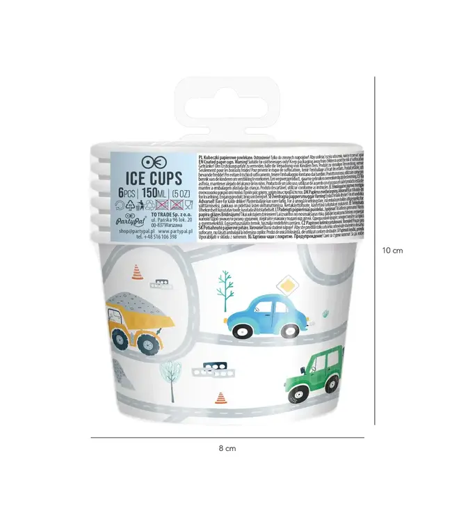 Ijsbekers voertuigen | 6 stuks | 150 ml