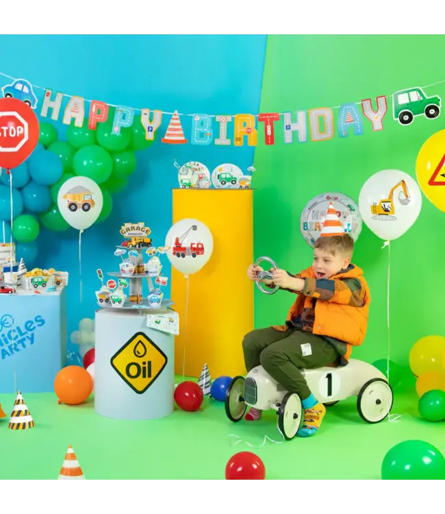 Banner Happy Birthday voertuigen | 250 x 17 cm