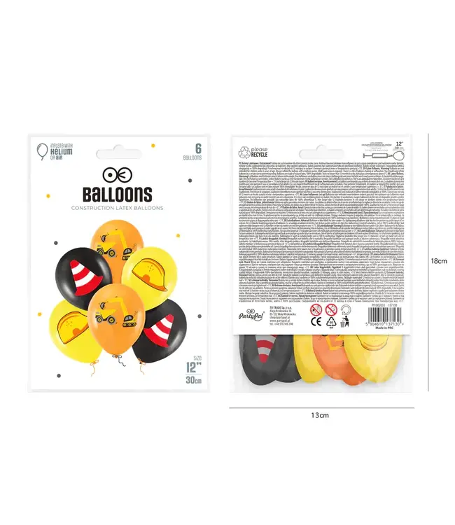 Ballonnenset voertuigen | 6 stuks | 30 cm