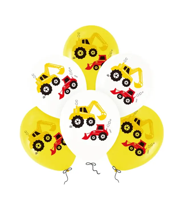 Ballonnen set graafmachine en bulldozer | 6 stuks