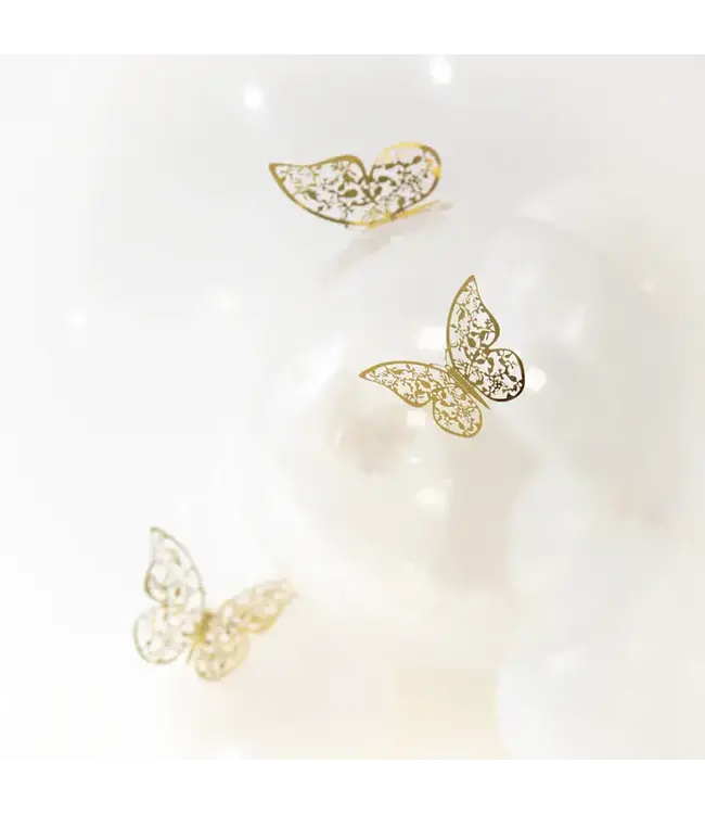 3D muurstickers | vlinders kant | goud | 12 stuks