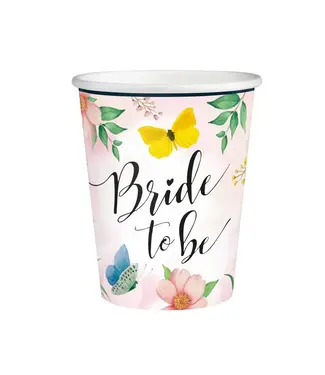 PartyPal OUTLET Papieren bekers bride to be | vlinders | 6 stuks