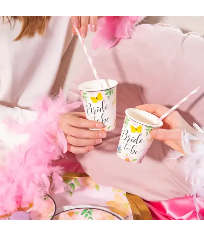 OUTLET Papieren bekers bride to be | vlinders | 6 stuks