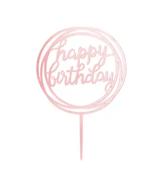 PartyPal Taarttopper Happy birthday | Rosegoud | acryl